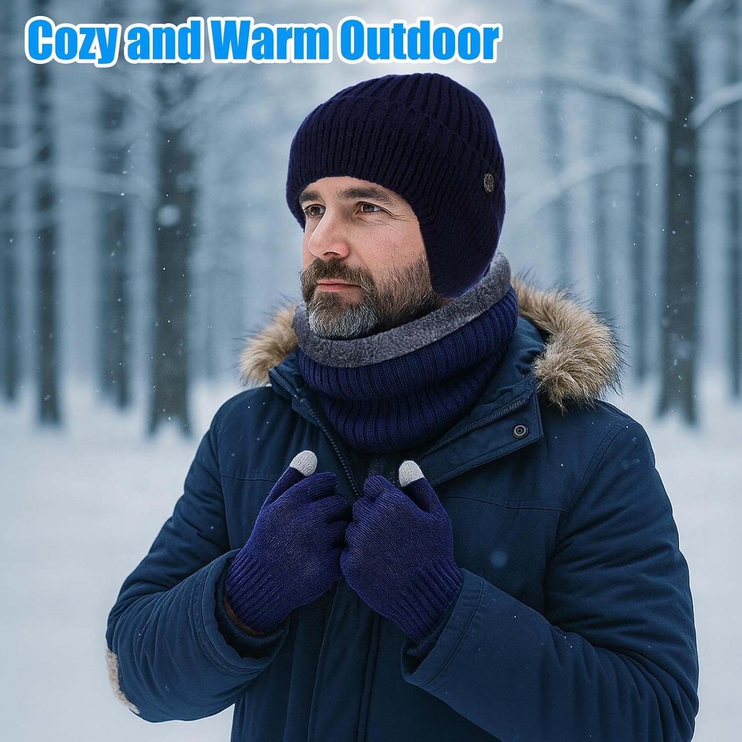 50 Pcs Winter Hats Gloves Set with Warm Socks Bulk for Women Men Homeless Knit Earflap Beanie Caps Scarves - Image 6