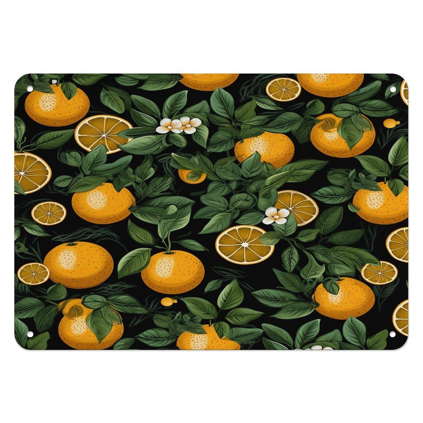 Fekiloot Style Oranges And Leaves Wall Decor Iron Painting Metal Sign