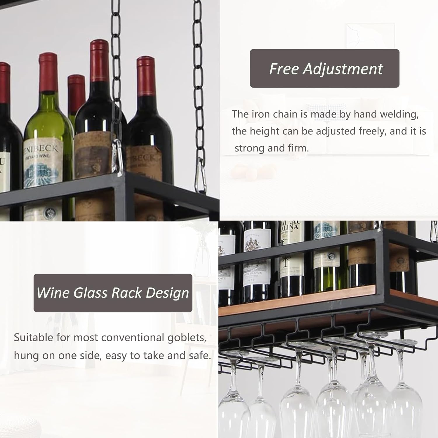 Wine Rack Wine Shelf Ceiling Home Decor Storage Shelf Industrial Wine Bottle Holder Bar Hanging Multi-Purpose Floating Shelf Kitchen Storage Racks (Size : 120x25x22cm)