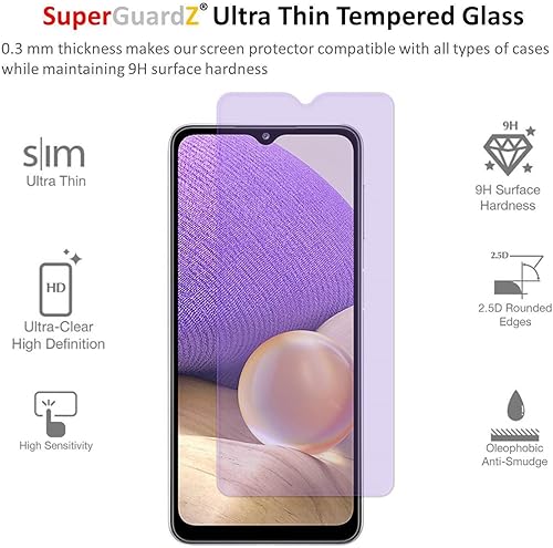 Miniatura 3 de Paquete de 2 protectores de pantalla para Samsung Galaxy A32 5G / M32 5G, vidrio templado antiluz azul, protección ocular, SuperGuardZ, 9H, 0.012