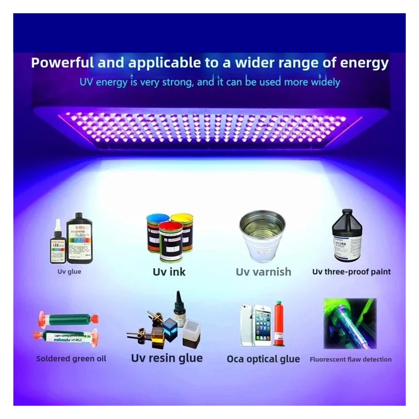 Lampada polimerizzante UV 365nm 395nm 405nm 2000-5600W 100LEDs raffreddata ad aria