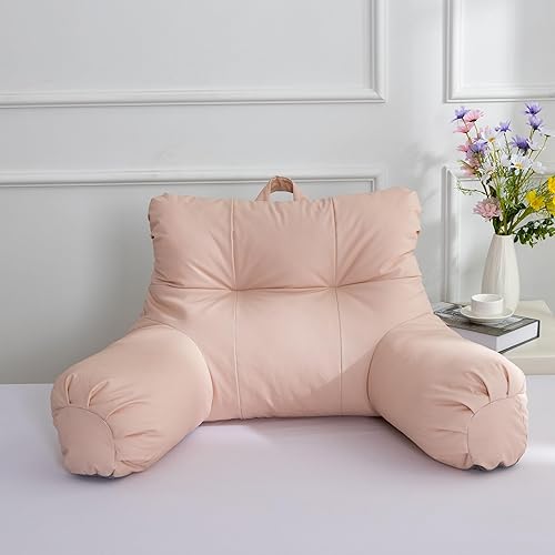 Btargot Almohada de lectura extra grande de piel sintética para cama con respaldo para adultos, cojín de descanso con brazos  Soporte de espalda