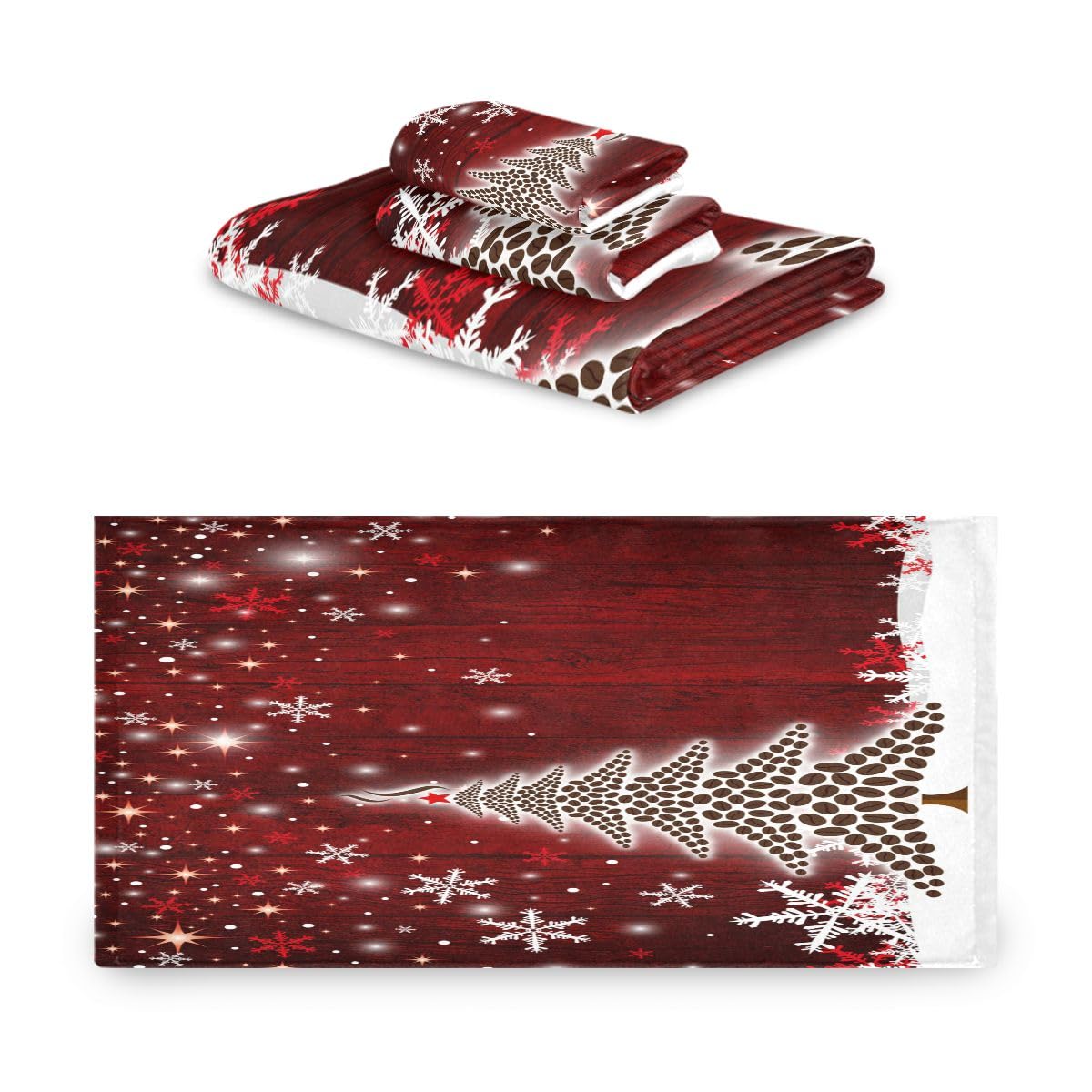 Christmas Tree Bath Towel Sets Ultra Soft Fast Dry Face Towel Absorbent Bathroom Towel Set Shower Hand Face Washcloths for Kitchen Home Decor