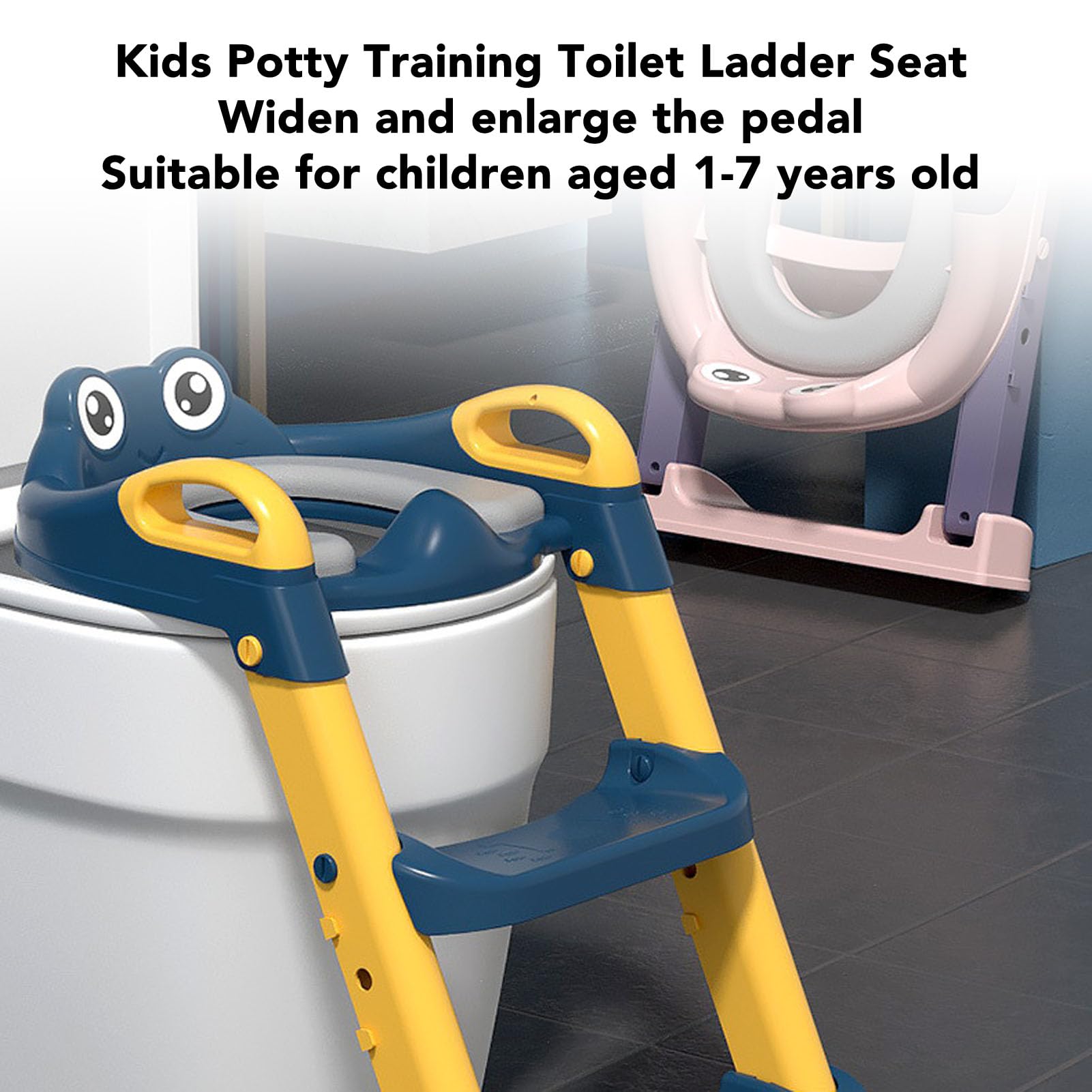 Sgabello Toilette per Vasino, Scaletta per WC Pieghevole per Bambini Sedile a Prova di Spruzzi di Urina Altezza Regolabile per la Casa per i più Piccoli (Limone giallo)