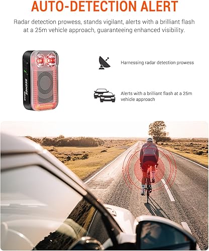 Miniatura 2 de Magicshine Luz trasera de bicicleta Radar SEEMEE 100AD, control FTR LightSync, luz trasera de radar para bicicleta con USB recargable 700mAh IPX6