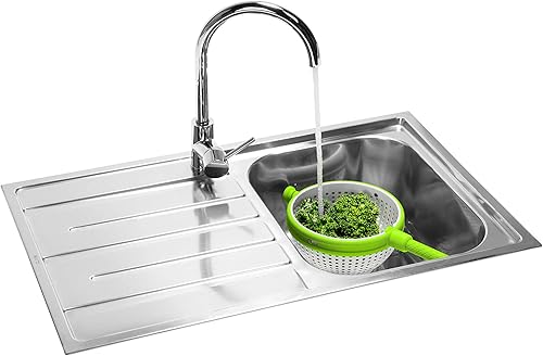 Miniatura 4 de Dreamfarm Spina 2 en 1 fácil de usar, plegable y colador colador para ensalada, frutas, verduras, lechuga, color blanco/verde