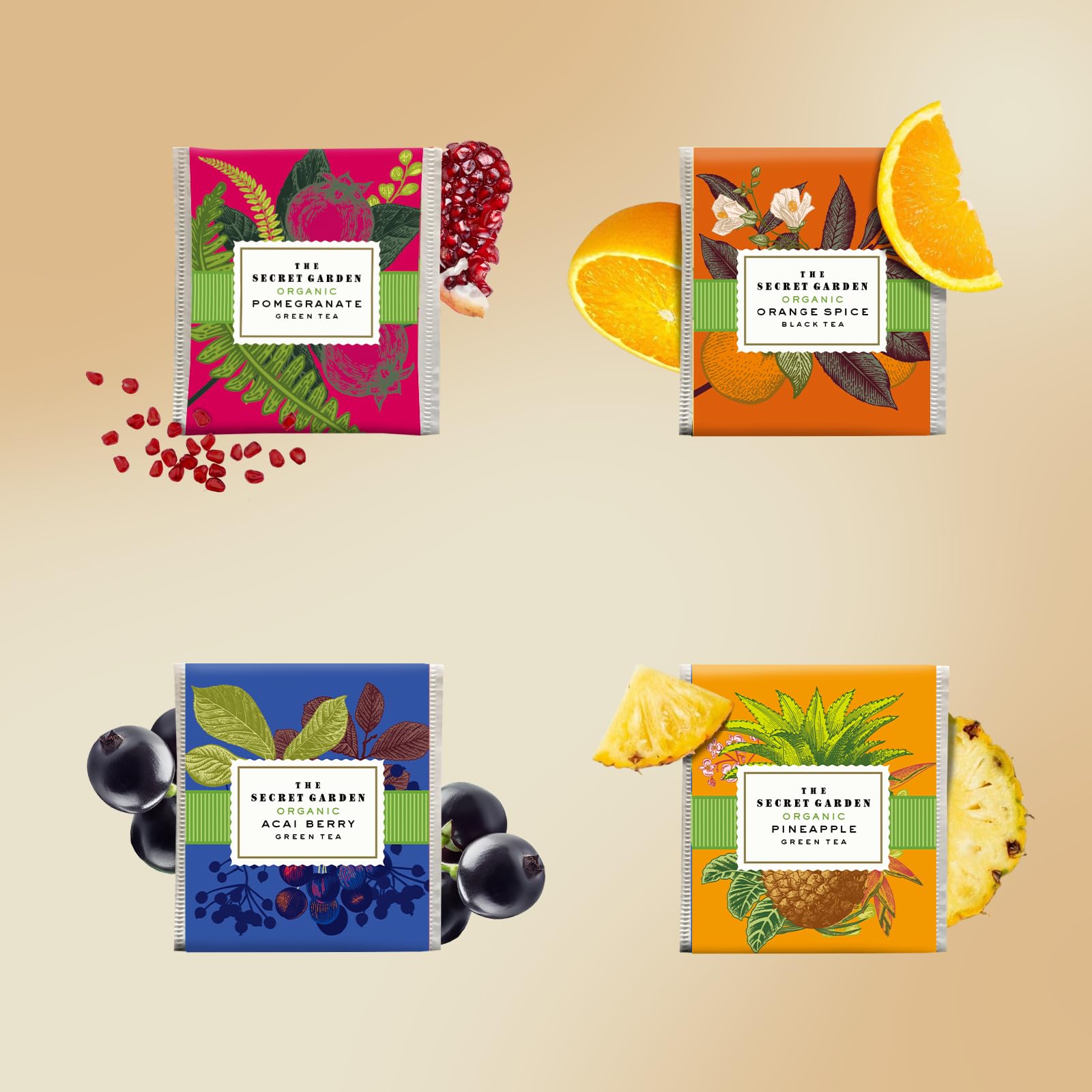 Life Plus Style Gourmet The Secret Garden Organic Tea Gift Set 80 Tea Bags 8 Flavors Green & Black Assorted Pack Sampler Tea Set Collection with Mango & Fruit Infusions Premium Birthday Gift for Women