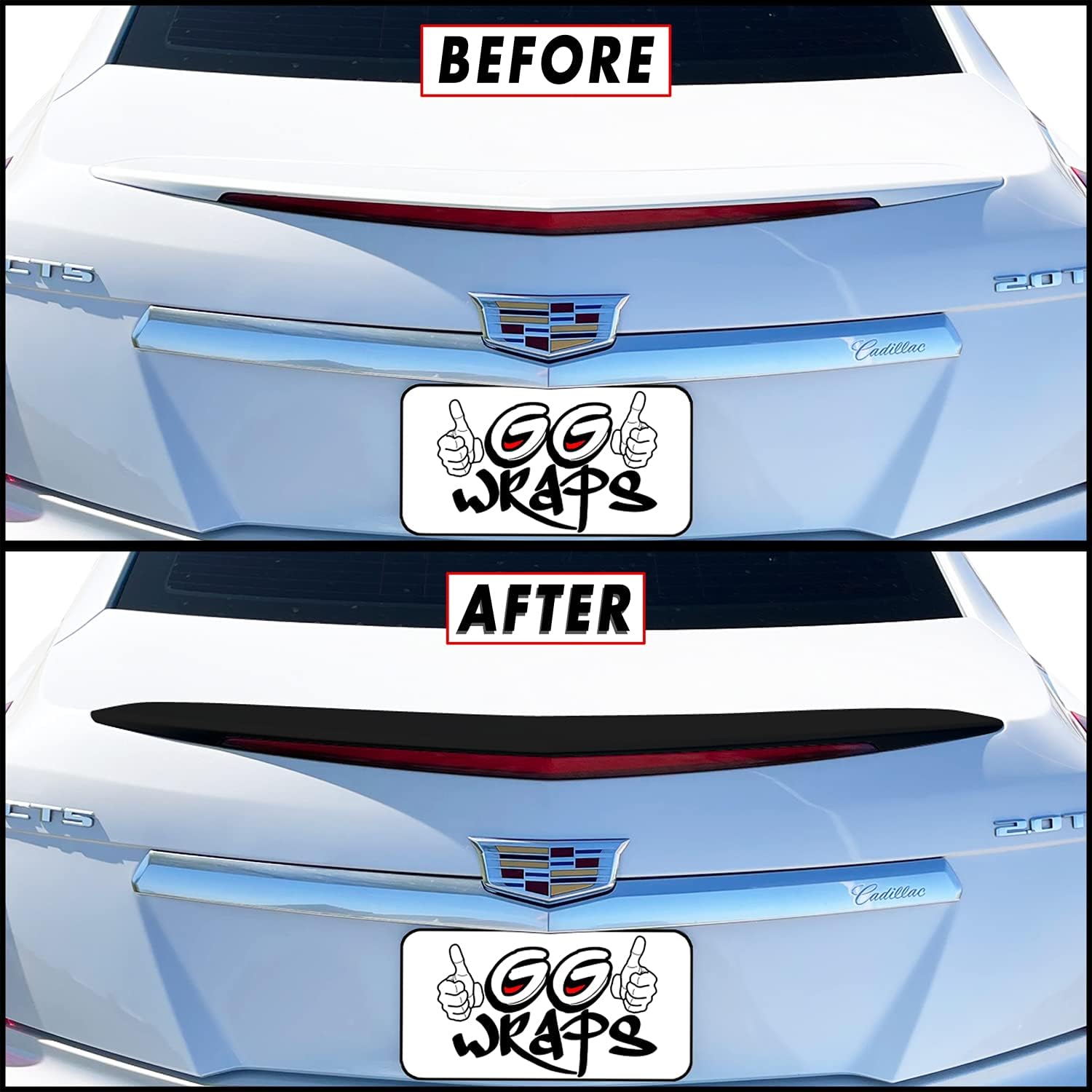 Blackout Vinyl Overlay for 2014-2019 Cadillac CTS Sedan (2. Trunk Spoiler, Gloss Black)