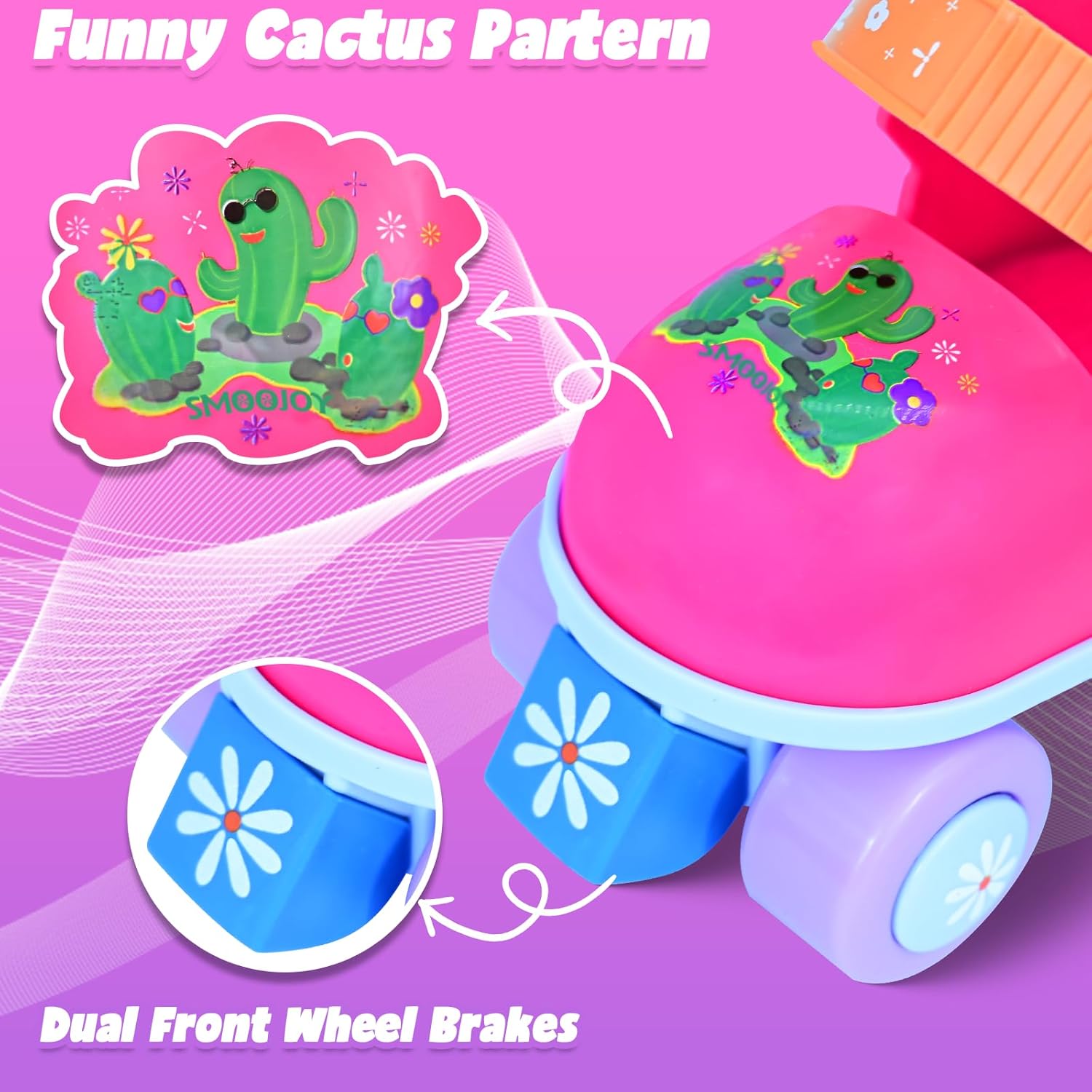 Kids Roller Skates Girls and Boys Ages 2-6, Toddler Rollerskates Adjustable Quad Skate Shoes for Beginners