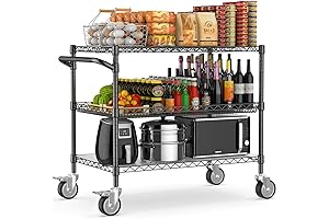 1120LBS Heavy Duty Rolling Utility Cart, NSF Commercial Grade with Handle Bar & Shelf Liners