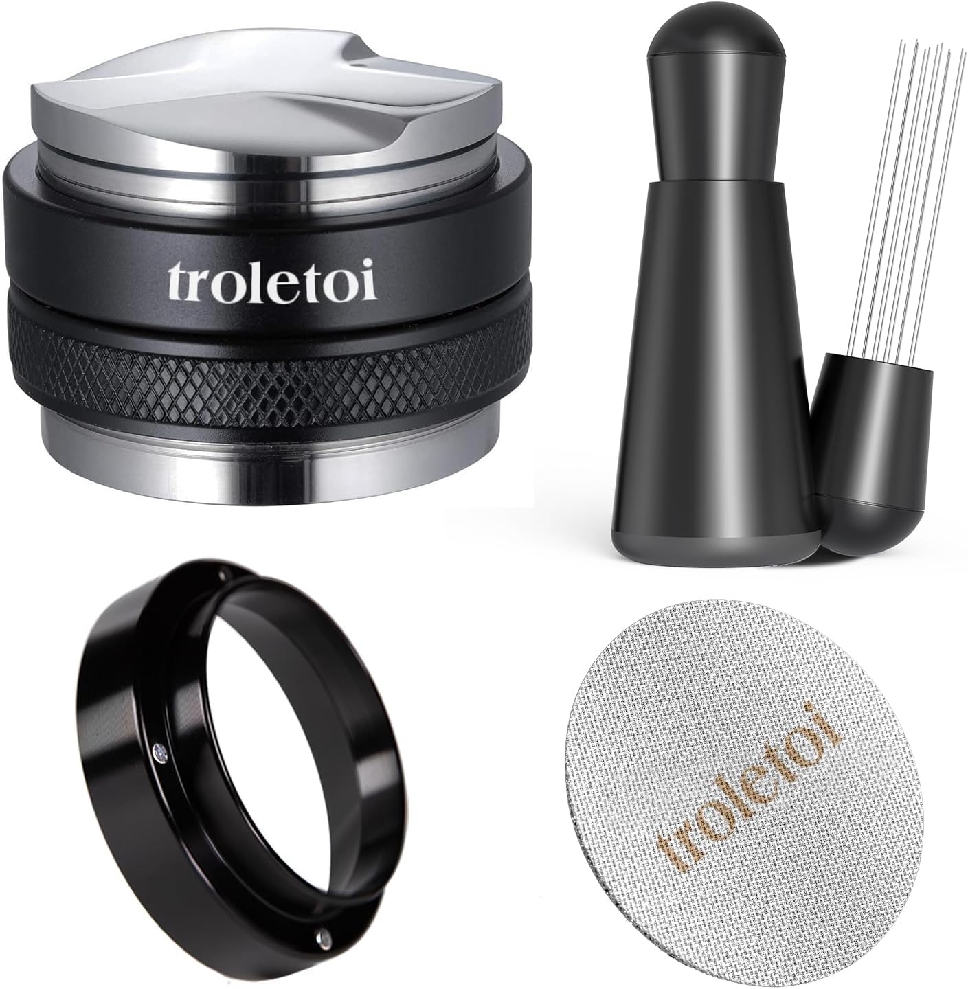 53mm Espresso Accessories Kit – Coffee Distributor & Tamper Leveler, WDT Tool, Dosing Funnel and Puck Screen, Fits Breville 53mm Espresso Machines, Barista Espresso Machine Accessories