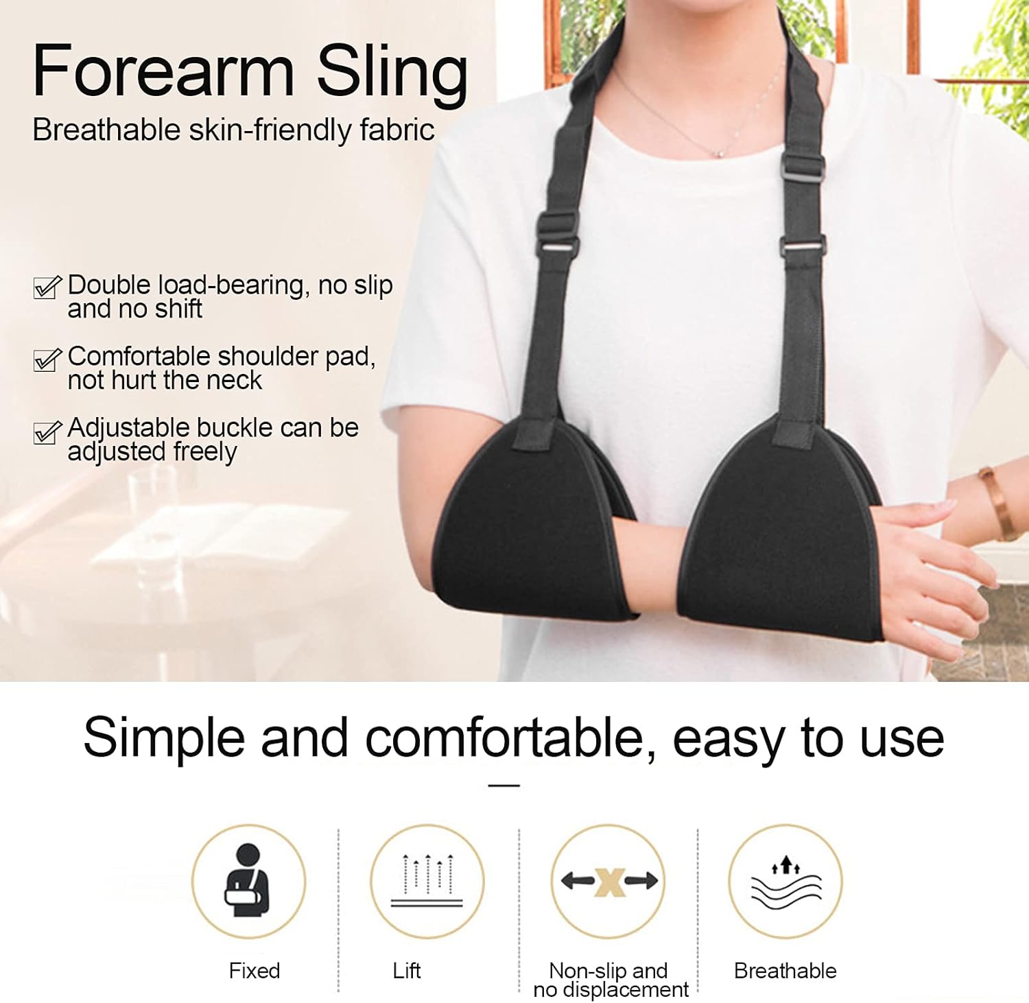 ZJchao Arm Suuport Sling, Shoulder Abduction Sling Immobilizer Arm Pillow for Injury Support Rotator Cuff Sublexion Surgery Dislocated Broken Arm(black) : Health & Household