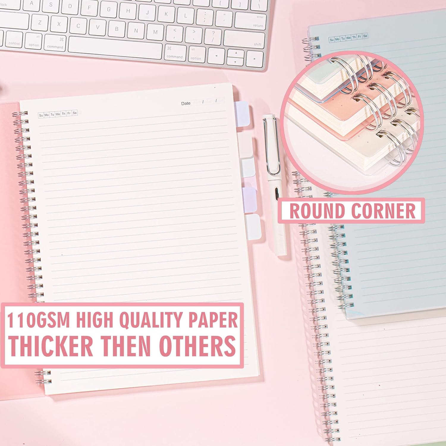 OWSC 3 Pack Ruled Notebook, 8.5 x 11 Inches Spiral Notebooks for Work, School and Journal with 110 GSM Journal Ruled Paper, Large Notebook with 80 Sheets/160 Pages, Hardcover Ruled Journal