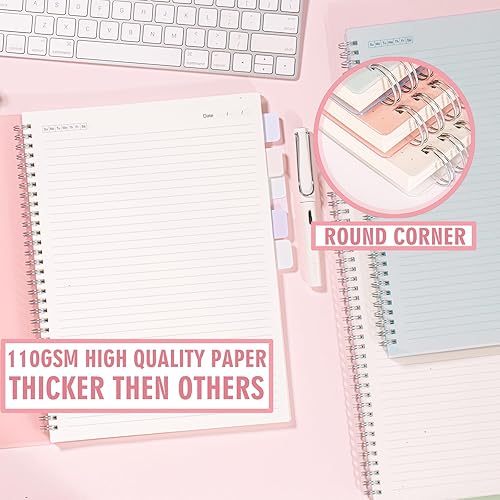 Miniatura 2 de Paquete de 3 cuadernos a rayas, cuadernos en espiral de 8.5 x 11 pulgadas para el trabajo, la escuela y el diario con papel rayado de 110 GSM,