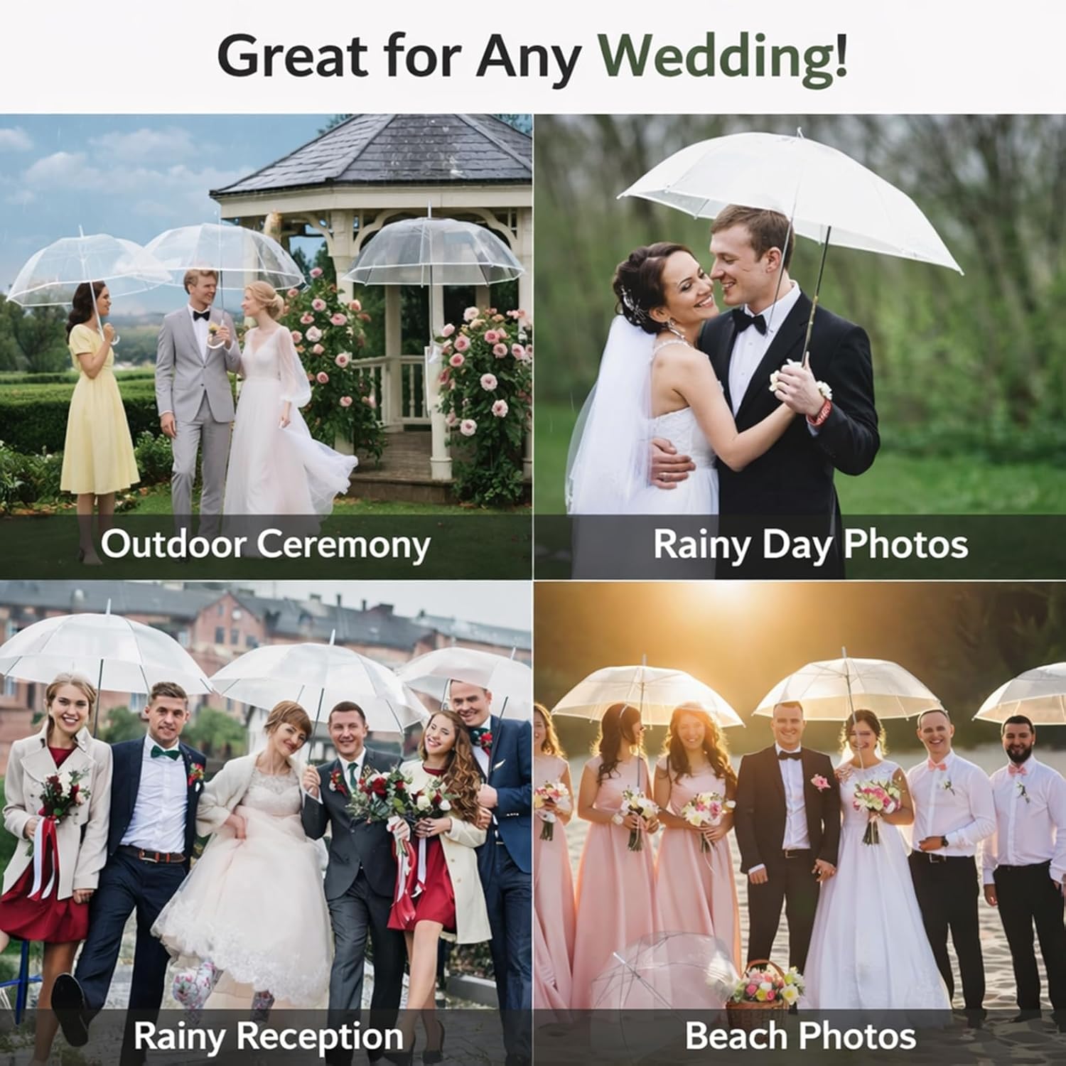 5/10/20 Pack Clear Umbrella Bulk, Bulk Umbrellas for Wedding, Transparent POE Auto Open Rain Umbrellas with Stainless Steel Frame, Large Canopy for Wedding Photography & Outdoor Events and Parties