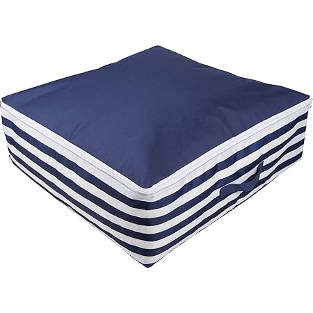 Amazon アストロ 収納ケース 羽毛布団用 ネイビー ボーダー柄 クッションになる 収納カバー 洗える 清潔 0 26 大 ふとん収納袋 オンライン通販