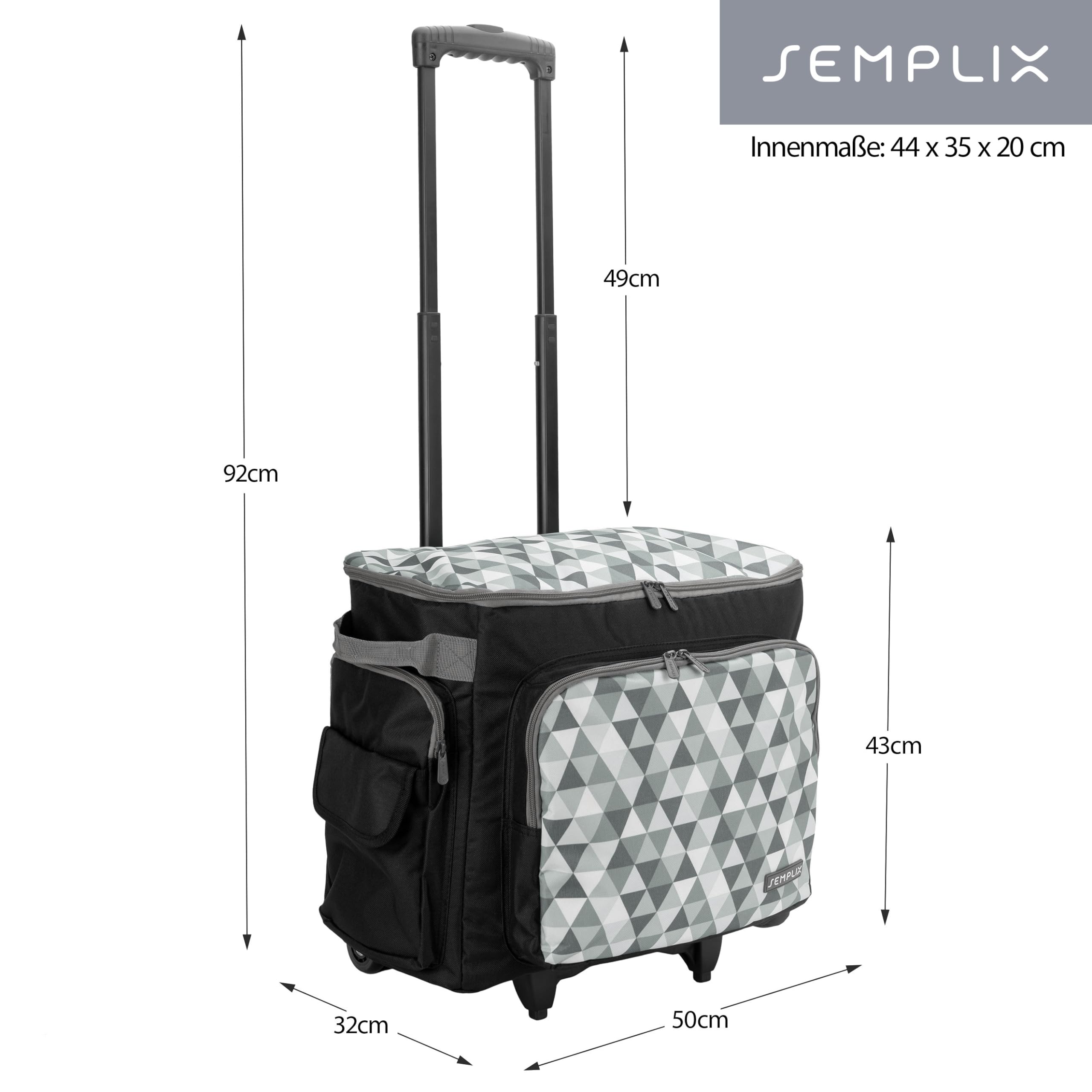 SEMPLIX Wózek na maszynę do szycia, 50 x 43 x 32 cm, do wszystkich powszechnie stosowanych domowych maszyn do szycia, walizka na maszyny do szycia zapewnia wygodny transport i bezpieczne