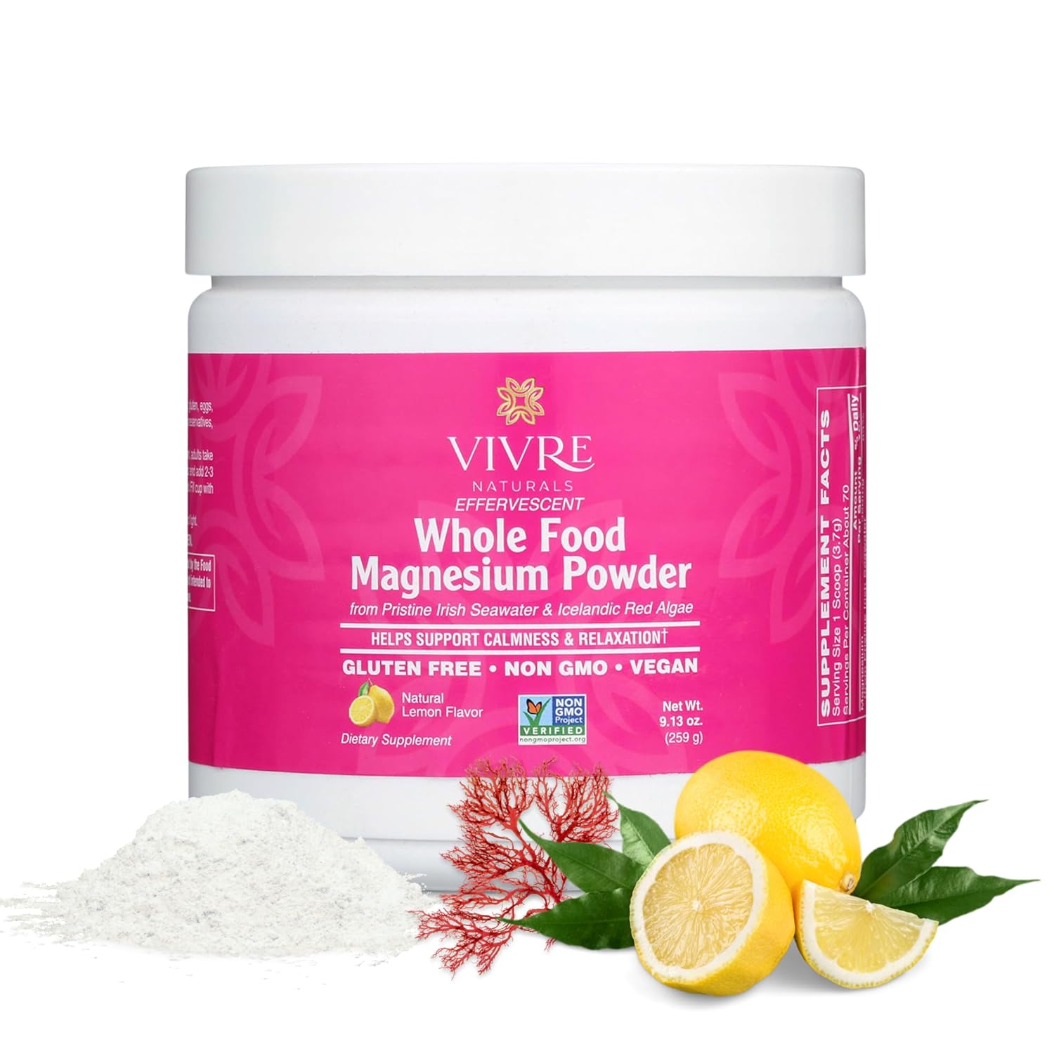 Vivre Naturals Fermented Whole Food Organic Beet Powder and Effervescent Whole Food Magnesium Powder -Sustainably Sourced from Irish Seawater & Icelandic Red Algae