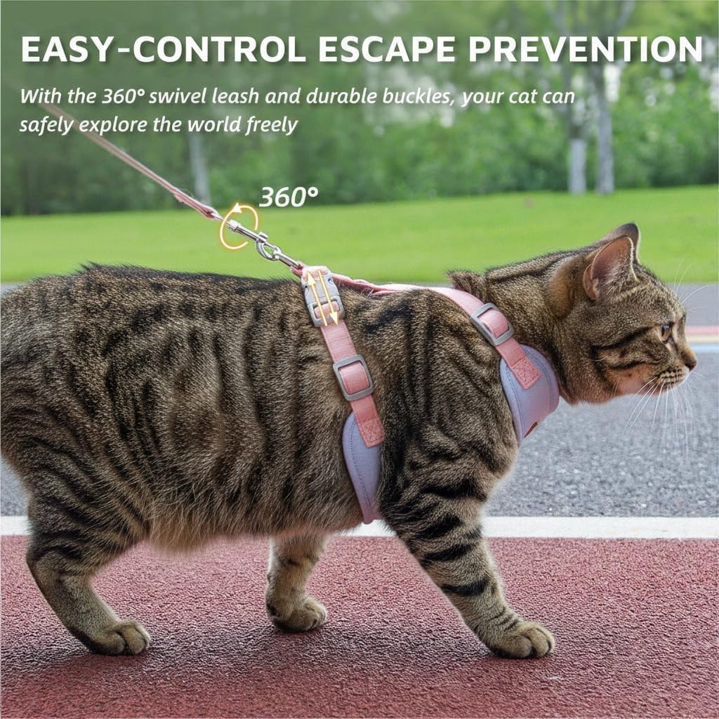 Escape-Proof Cat Harness and Leash Set - Adjustable and Comfortable - Ideal for Walking Cat Outdoors - Fits Small Dogs, Kittens, Medium, and Large Cats (Blue, S)