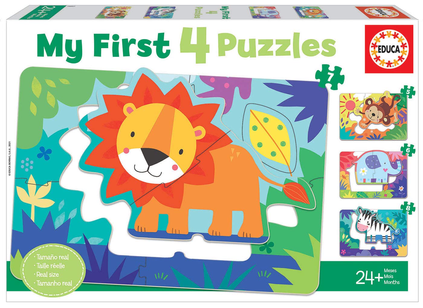 Educa - Jungle Animals My First Puzzles Progressive Set | Removable Elements | Learning Toy | Ages 24 Months+ (18897)