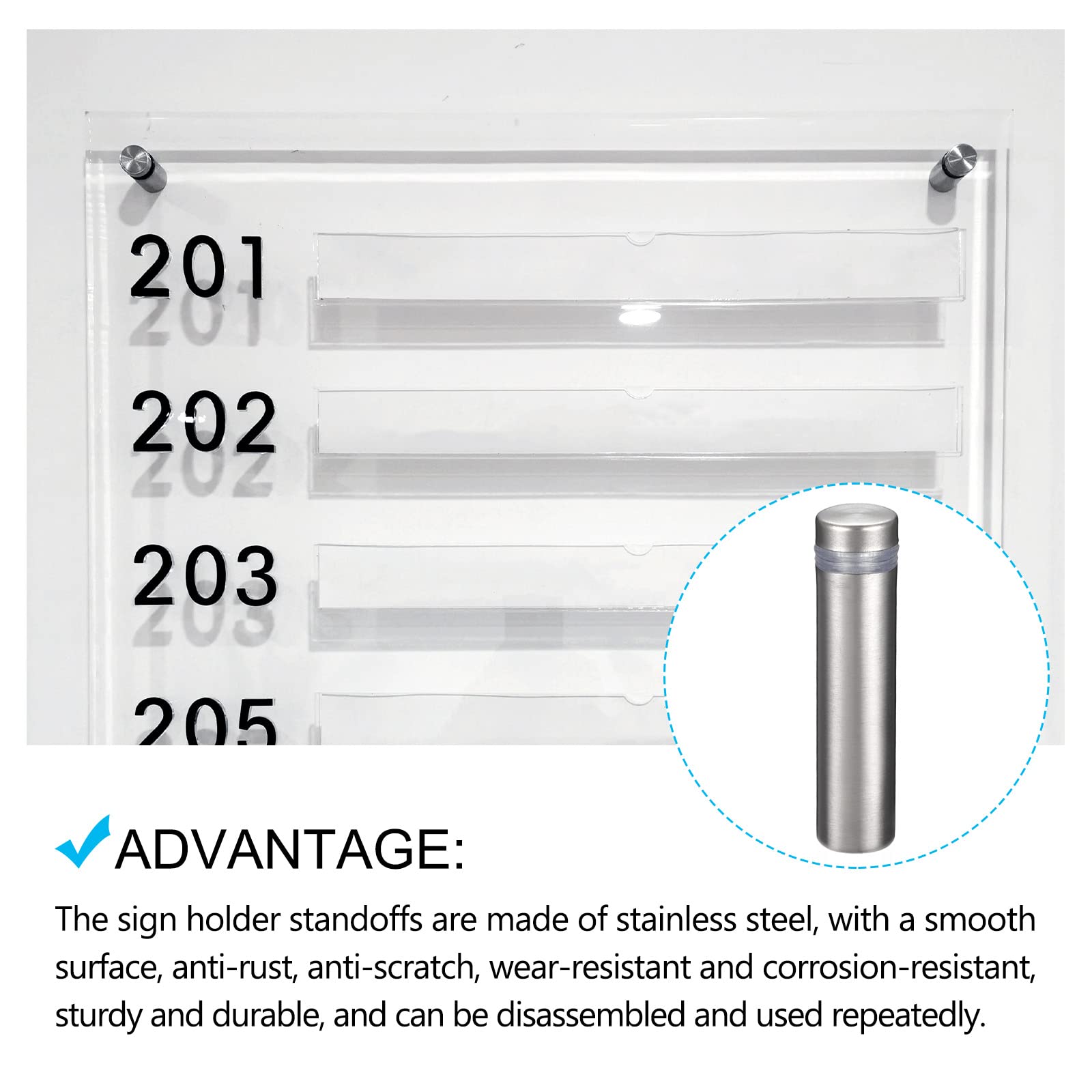 METALLIXITY Sign Standoff Screws (12x50mm) 5pcs, Stainless Steel Advertising Screws Glass Acrylic Nail - Image 4