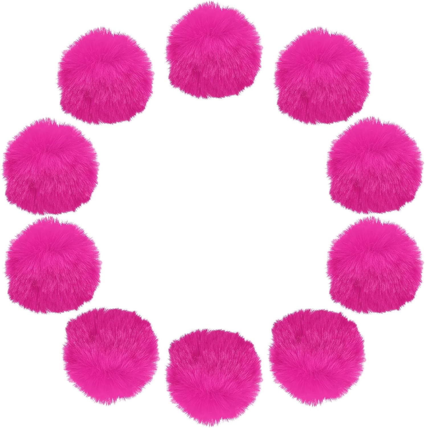 uxcell 2 Inch Faux Fur Pom Pom Balls, 10 Pcs Rose Red Fluffy Soft Faux Fur Pom Poms for Hats with Elastic Loop for DIY Knitting Hats Keychain Scarves Gloves Bags Shoes Accessories