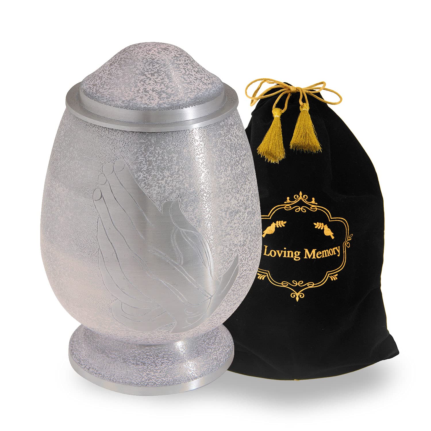 LETUSTO Cremation Urn for Human Ashes for Adults, Funeral Burial Handcrafted Decorative Urns with Velvet Bag for Easy Preservation and Portability [Pray-Light Pink]