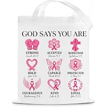 Breast Cancer Gifts for Women Faith Based Breast Cancer Awareness Tote Bag
