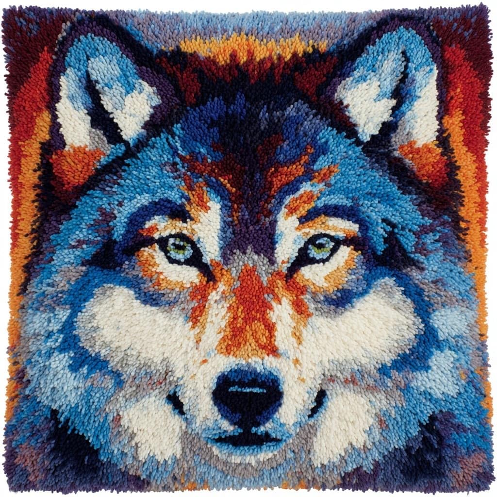Henypt Latch Hook Cushions Kits Wolf