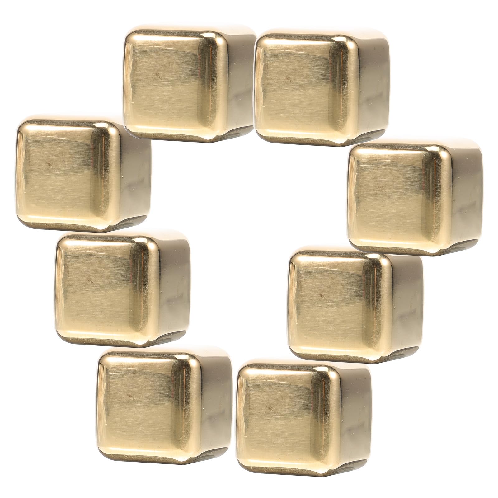 Hielos de acero inoxidable para whisky dorados y reutilizables en pack de 8