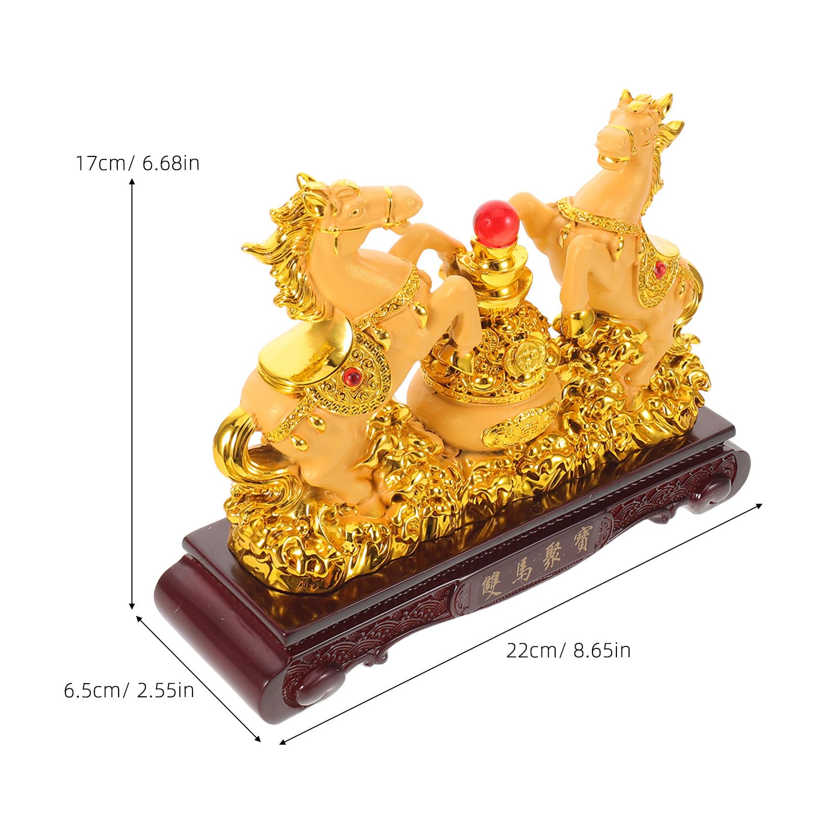 Kunstharz Pferdeornament Gold für Schreibtisch und Eingang