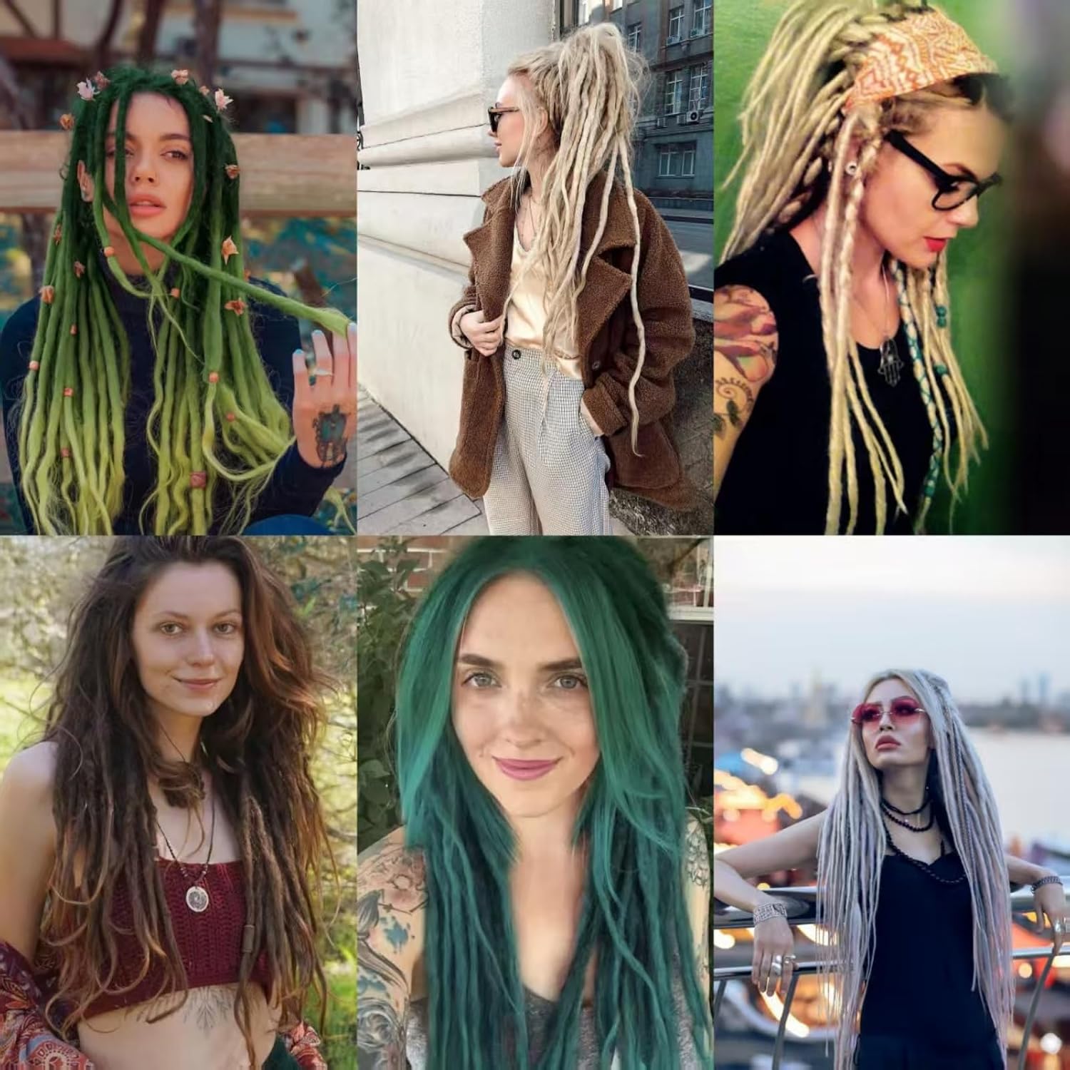 24 Inch 50 Strands Dreadlock Extensions, Black to Dark Brown 0.6cm Thin Synthetic Single-End Crochet Dreads, Handmade Reggae Style Dreadlock for Women#1B/30