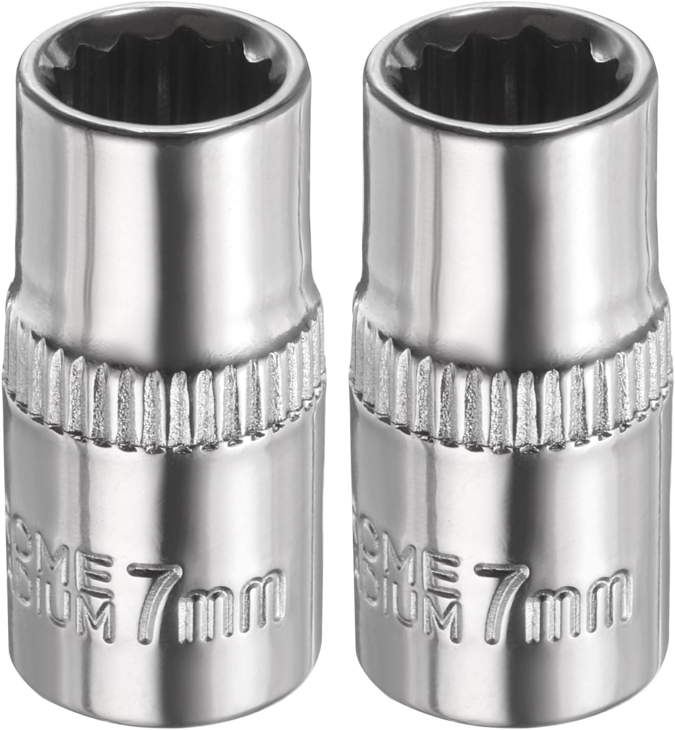 HARFINGTON 2pcs 12 Points Socket 1/4" Drive 7mm Metric Shallow Impact Socket Cr-V Steel Chrome Plating Flip Sleeve Nut Driver Wrench for Home Auto Nuts Bolts Repair