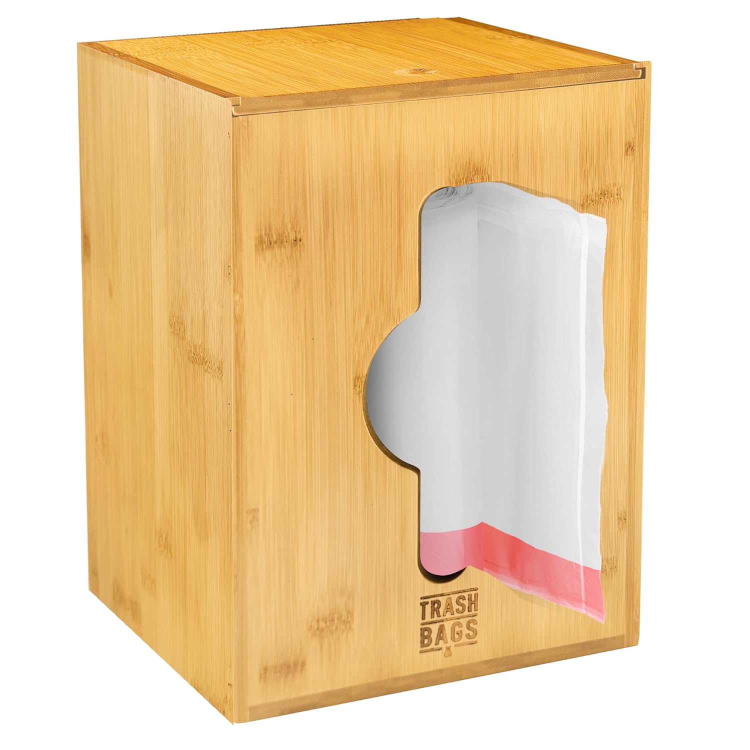 Extra Large Trash Bag Dispenser Holder, Fits 13,30,33 Gallon & Large Rolls, Wall Mount or Under Sink Organizer with 3 Rubber Bands, Kitchen & Pantry Garbage Bag Storage.