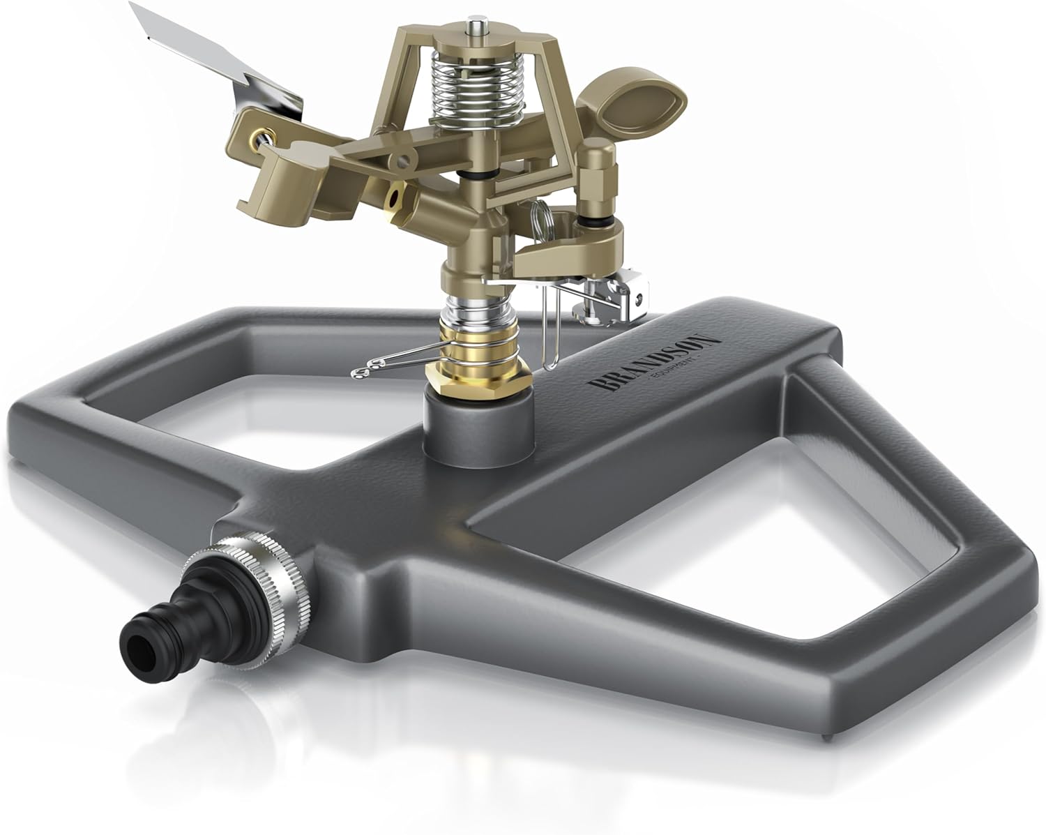 Brandson - Rasensprenger Impulsregner Metall – Intervall Sprinkler – Kreisregner – große Flächen bis 314 m2 – 20 m Reichweite - Bewässerungs
