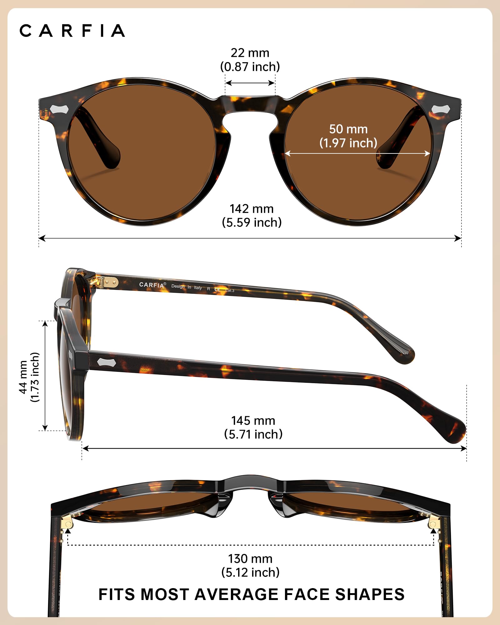 CARFIA Retro Sonnenbrille Herren-CA5285L03+CA5285L14