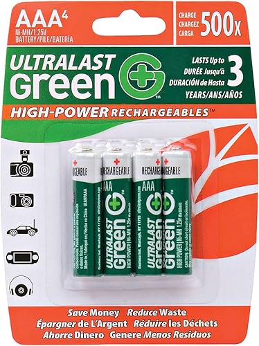 Ultralast ULGHP4AAA AAA batería recargable verde de alta potencia - embalaje al por menor (paquete de 4)