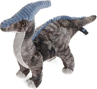 Dinosaur Plush Toy, 40cm Parasaurolophus Stuffed Animal Throw Plushie Doll, Soft Grey Fluffy Friend Hugging Cushion - Present for Every Age & Occasion