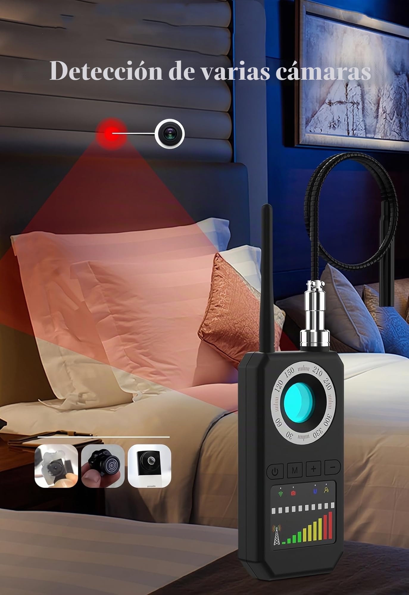 2 Pack Cámara Oculta Detector Anti-Espía Anti-Vigilancia Anti-Localización Señal Inalámbrica Bug GPS Detección Prevenir Rastreador Eavesdrop para Hotel Viajes Casa Oficina