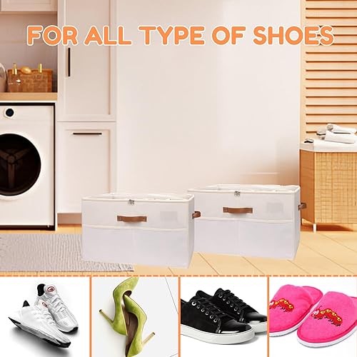 Miniatura 5 de Organizador de zapatos para armario con cepillo de limpieza, capacidad para 16 pares, caja de almacenamiento plegable de alta calidad con tapa