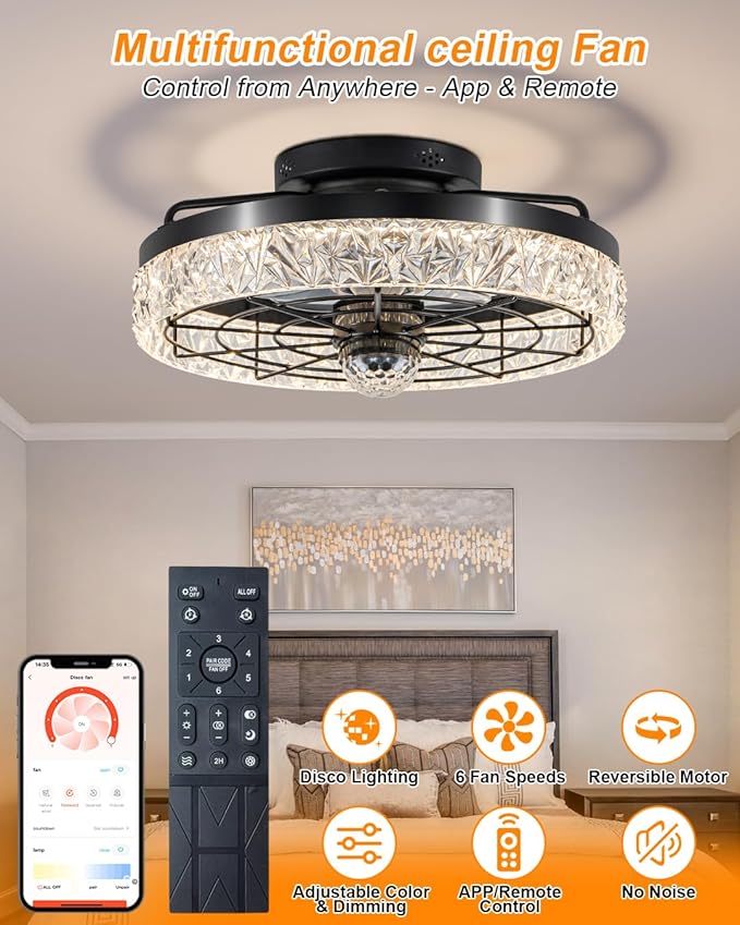 Ventilador de Techo 20 Pulgadas con Luz y Control Remoto 6 V miniatura 5