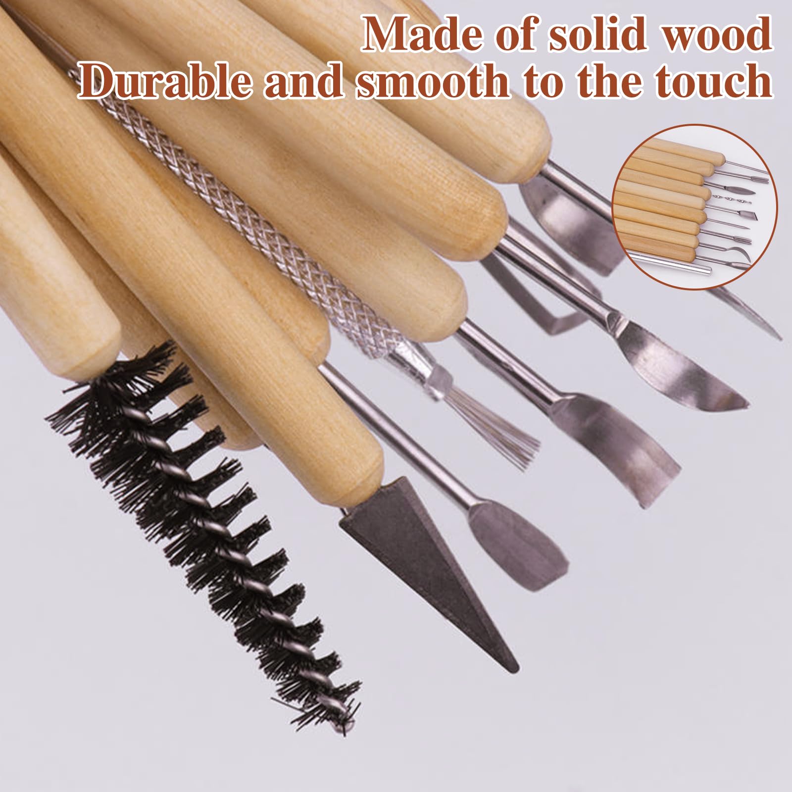 Kit De 8 Outils De Sculpture Pour Argile/poterie - Manches En Bois, Têtes En Acier, Pour Débutants Et Professionnels