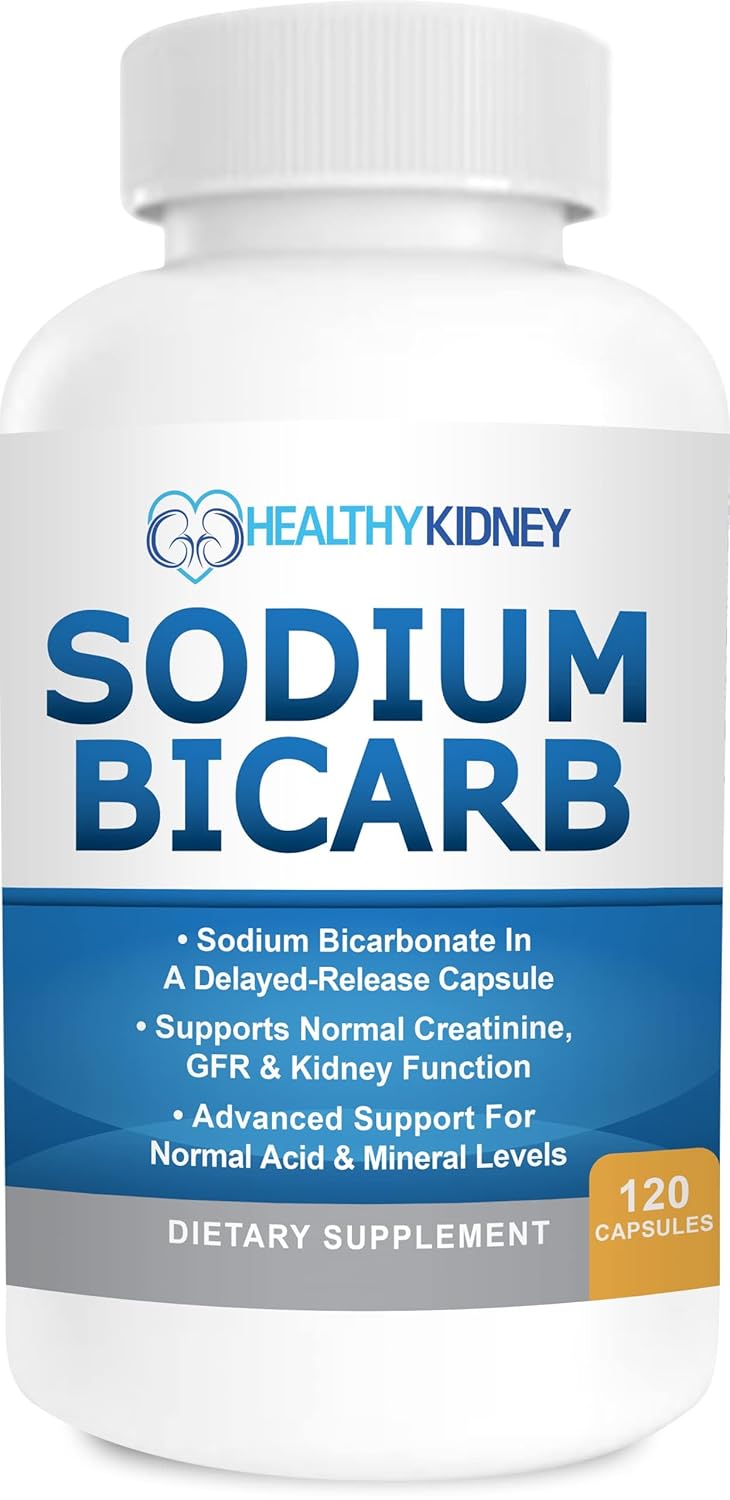 Sodium Bicarbonate 650mg Capsules Delayed Release for Supporting Normal Kidney Function & Kidney Health Supplement. Sodium Bicarbonate Designed for Kidney Support, Acid Relief,...