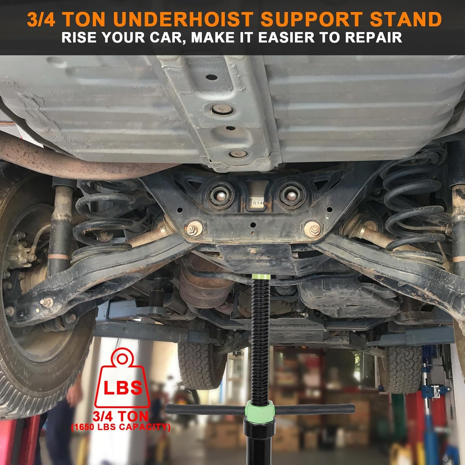 Steel Under Hoist Jack Stand Car Lift - 1000lbs Limit Pole Jack Transmission Stand Engine Lift Underhoist Stand (Black)