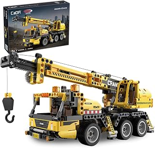 JAMARA 402886 CADA Mobilkran Bricks - Baustellenfahrzeuge ab 8 Jahre, Kinder Technik Jungen Spielzeug, Geschenkidee für Kids, Fahrzeug aus Klemmbausteinen, Detailgetreues Design