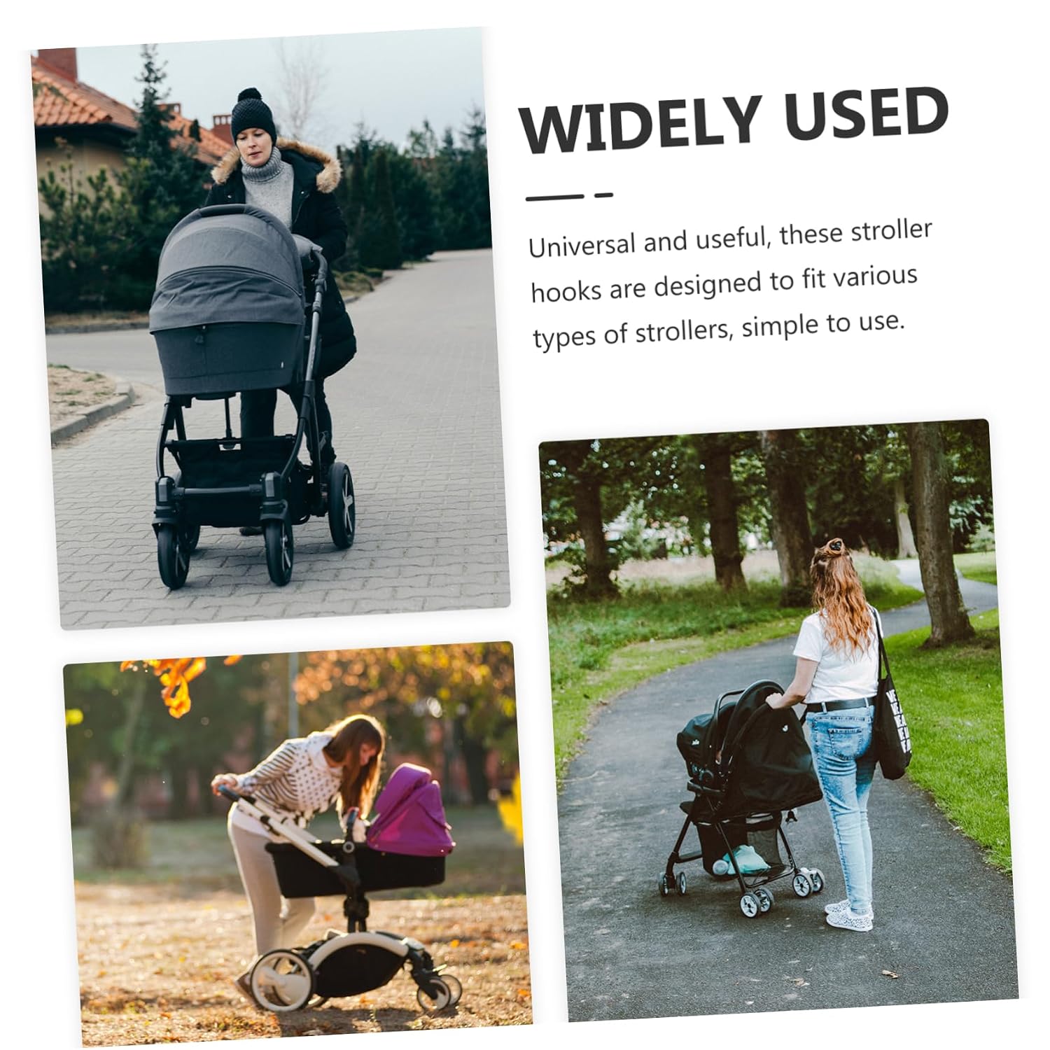 VICASKY 2pcs Swivel Stroller Hooks Stroller Bag Hooks Diaper Bag Easy to Attach Practical