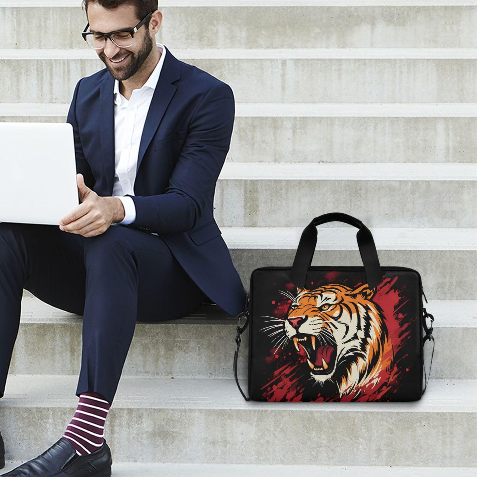 ALAZA Borsa per laptop da 16 15,6 pollici, pavone e fiori, borsa per laptop per donne uomini studenti lavoro, borsa a tracolla da viaggio messenger tote case maniche