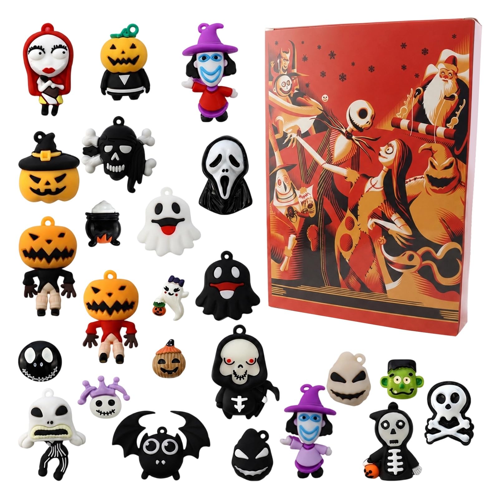 Halloween Advent Calendar 2026, for Kids Halloween Ornaments with 24 Pop Collectible Figures, Spooky Doll Figurines for Adults Boys Girls 24 Days Count Down Calendar，#C