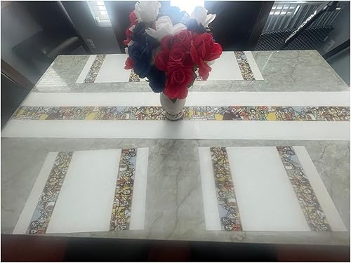 Habesha Saba Design 1 camino de mesa con 4 alfombrillas de colocación 5 piezas de camino de mesa de lujo con juego de manteles individuales camino