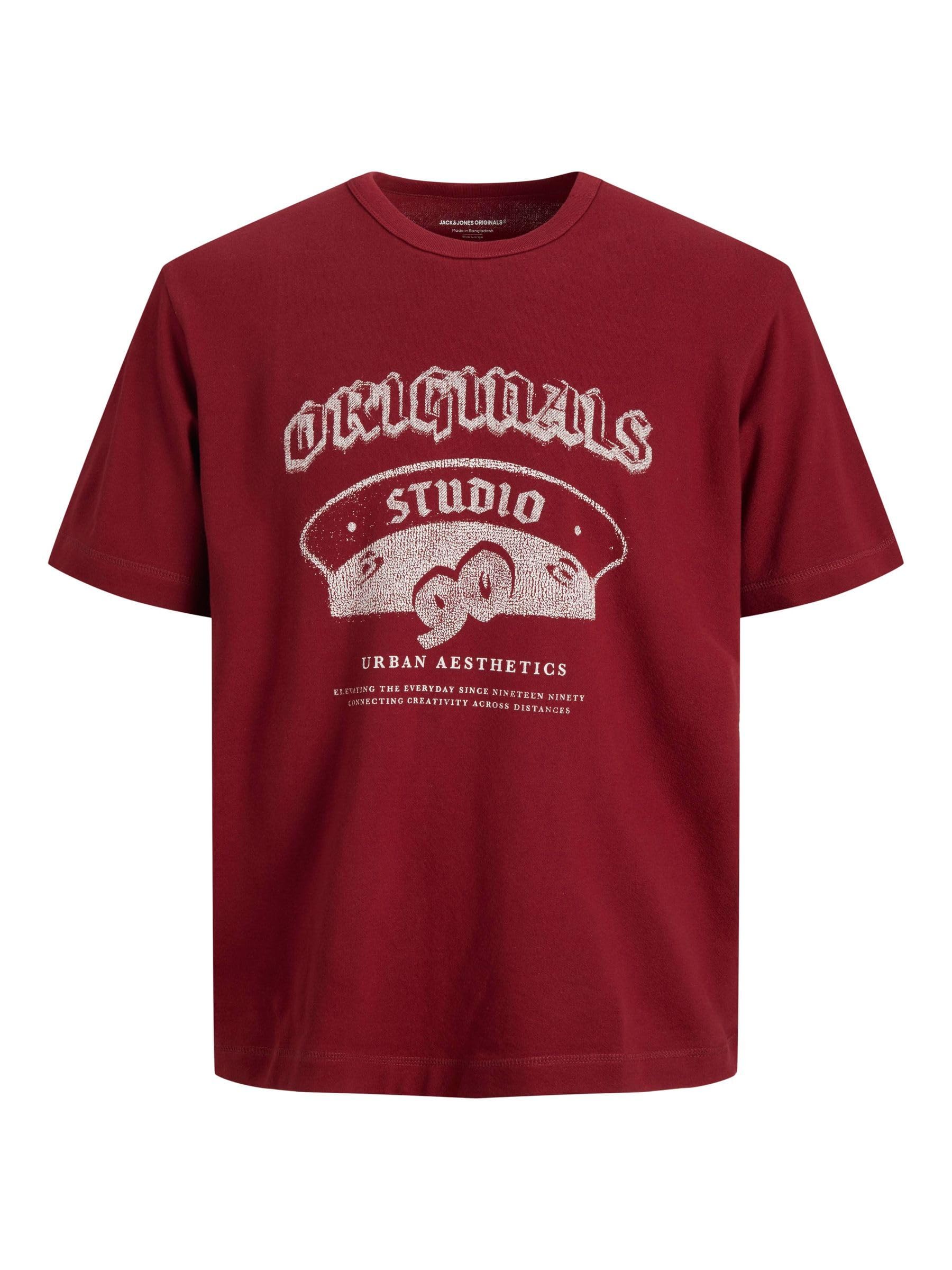 JACK & JONES Jormeadows Graphic Tee SS Crew Neck, Tibetan Red, L